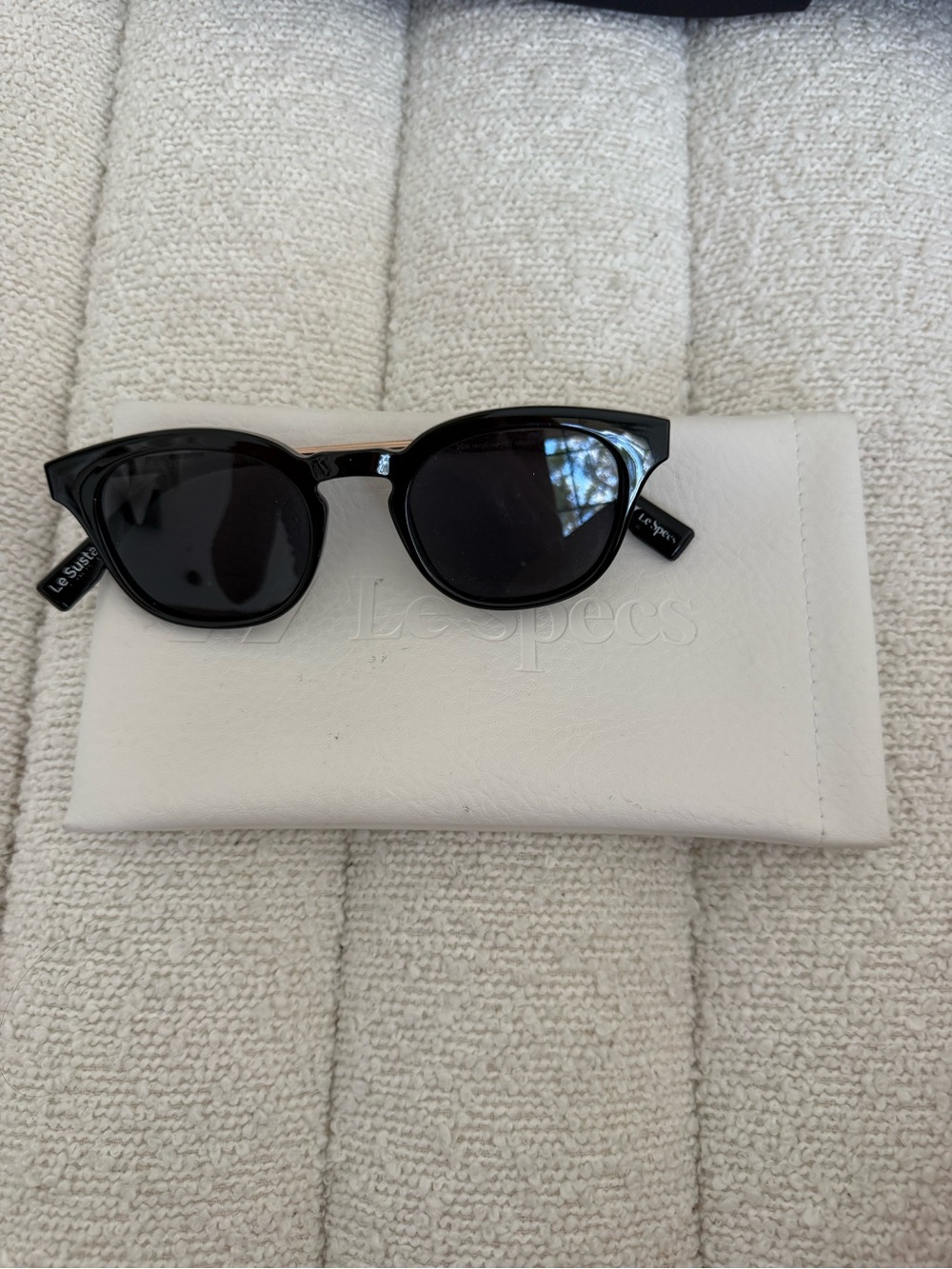 Le Specs Black Round Sunglasses with Gloss Frame